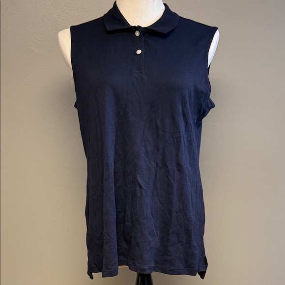 croft & barrow Tops - Croft & Barrow Sleeveless Polo Top Medium Navy Blue Cotton Classic